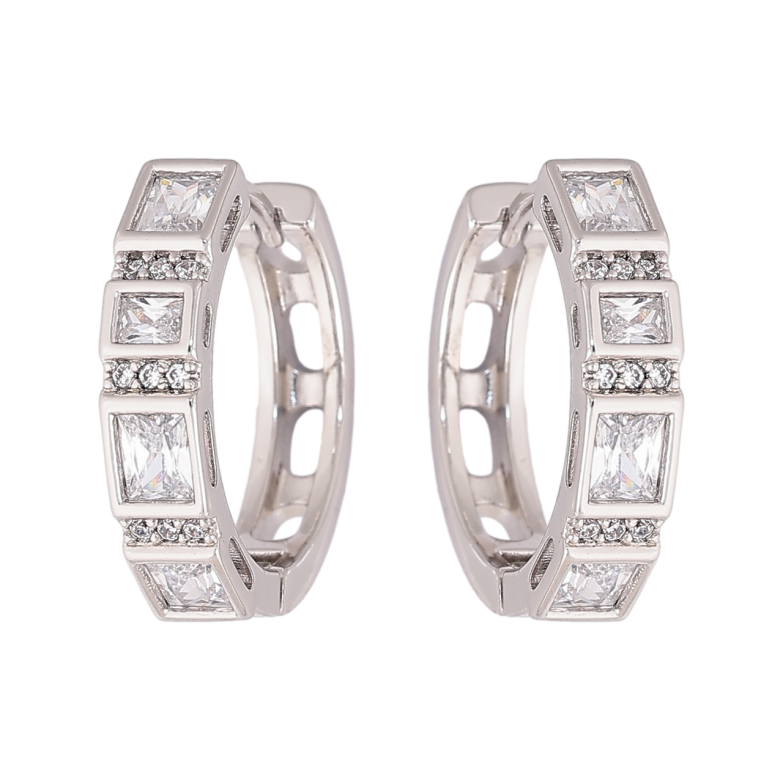 Сережки Xuping колір Родій колечка Дорожки кристалів фото №1