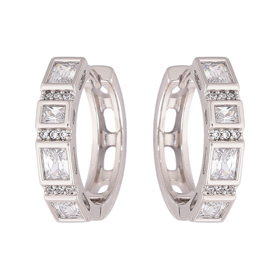 Сережки Xuping колір Родій колечка Дорожки кристалів фото №1