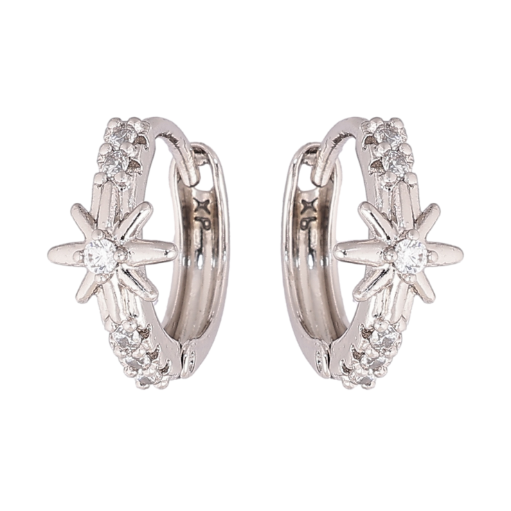 Сережки Xuping колір Родій колечка Зірки на кришталевих доріжках фото №9