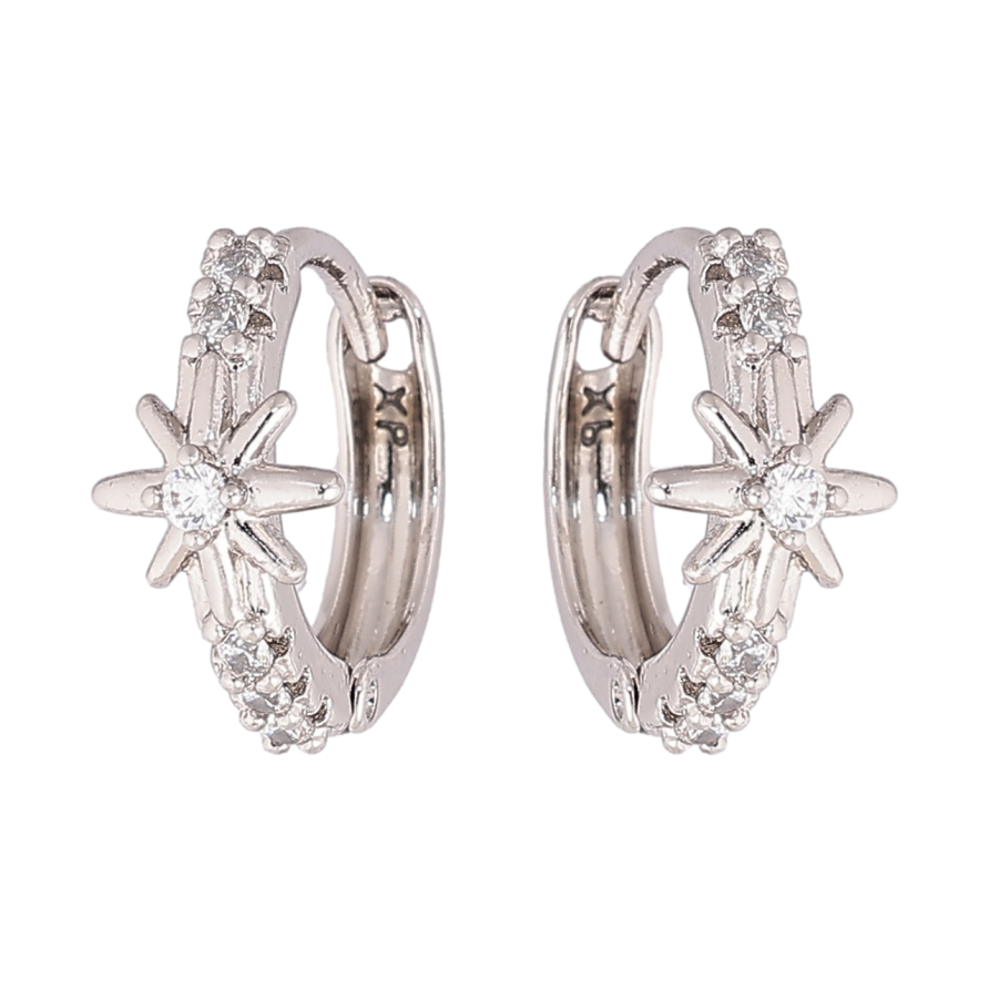 Сережки Xuping колір Родій колечка Зірки на кришталевих доріжках фото №1