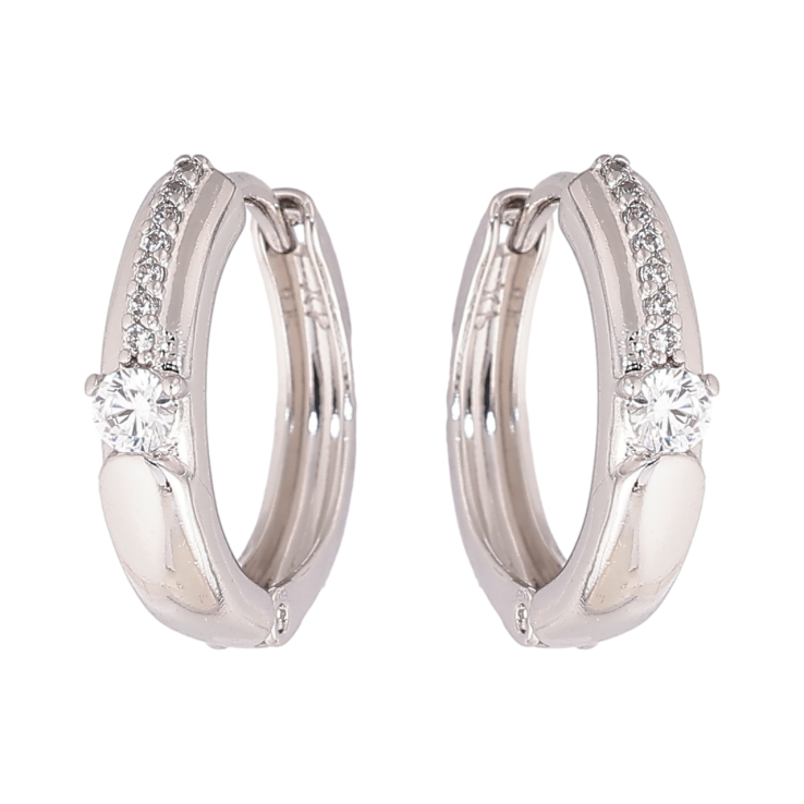 Сережки Xuping колір Родій колечка Візерунок кристалами фото №19