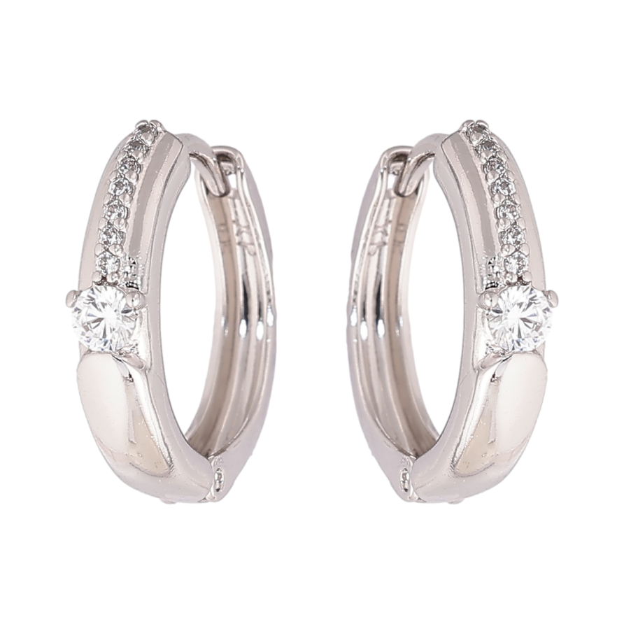 Серьги Xuping цвет Родий колечки Узор кристаллами фото №1