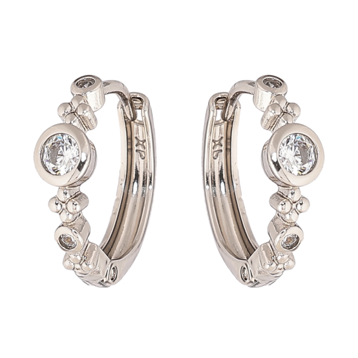 Сережки Xuping колір Родій колечка Декоративний візерунок з кристалами фото №10