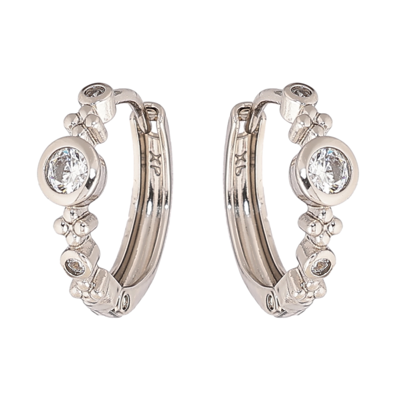 Сережки Xuping колір Родій колечка Декоративний візерунок з кристалами фото №1