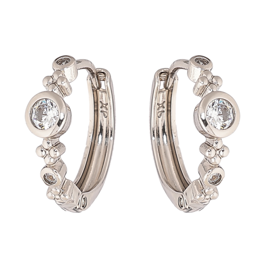 Сережки Xuping колір Родій колечка Декоративний візерунок з кристалами фото №1