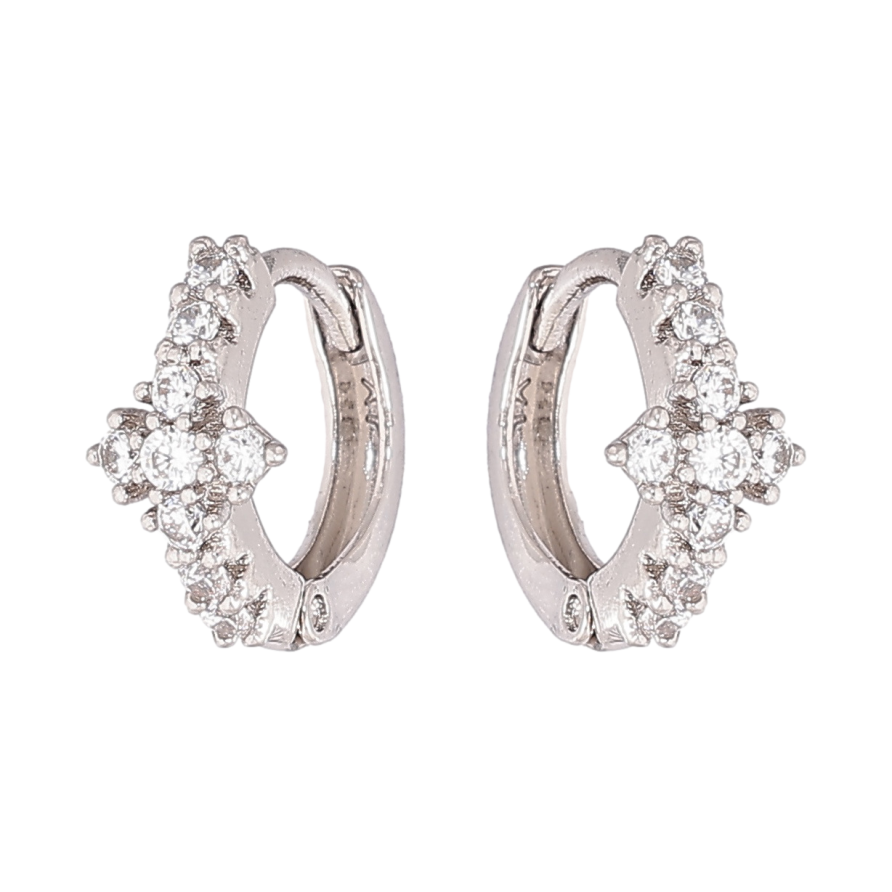 Сережки Xuping колір Родій колечка Візерунок з кристалами фото №1