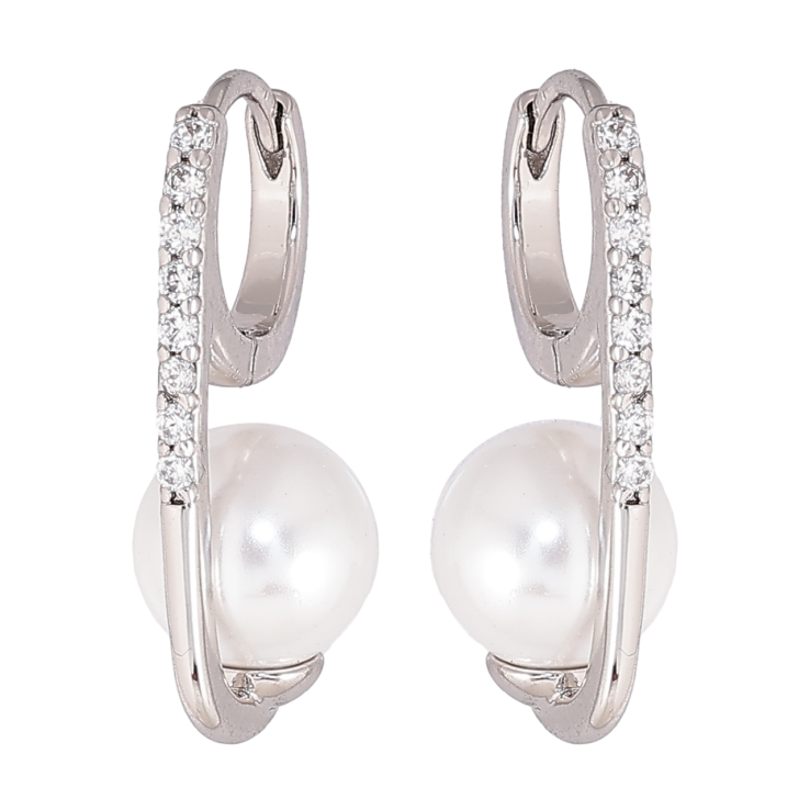 Сережки Xuping колір Родій колечка Дорожки кристалів з перлинами фото №24