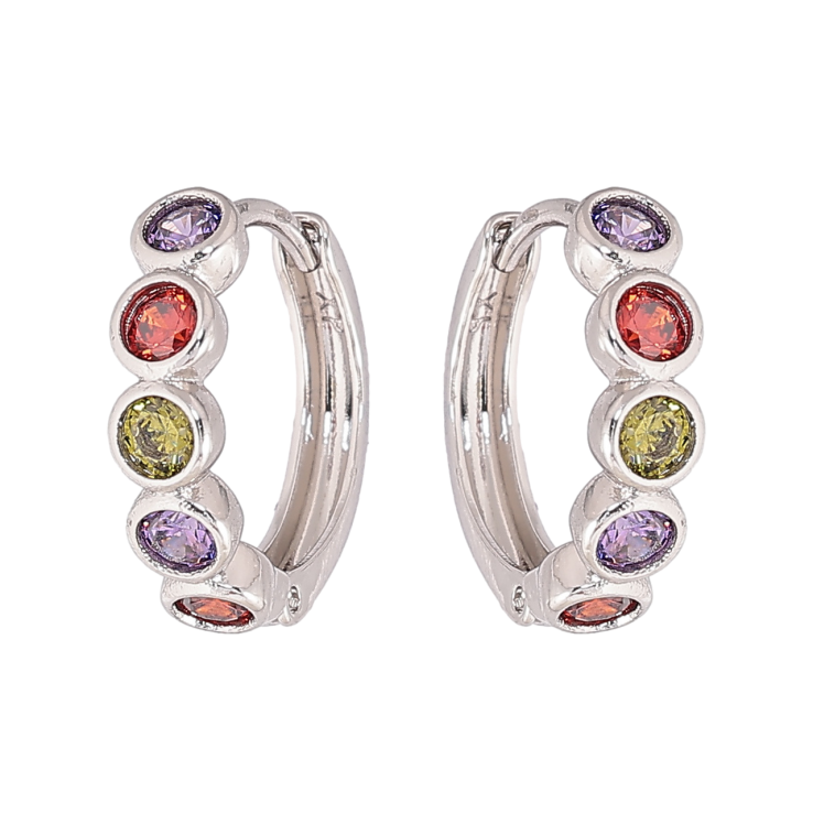 Сережки Xuping колір Родій колечка Доріжки різнокольорових кристалів фото №14