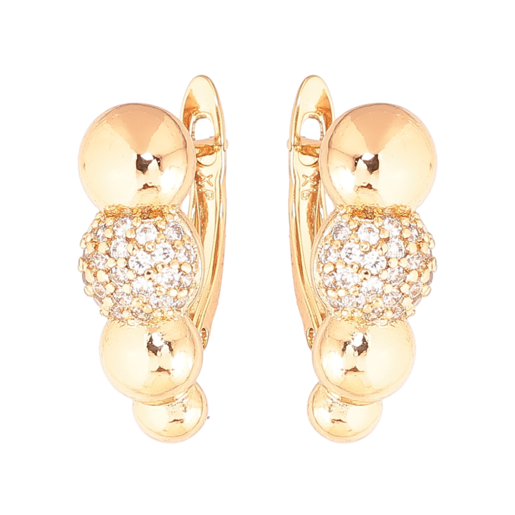 Сережки Xuping колір Позолота 18K англійський замок Візерунок з інкрустацією кристалами фото №15