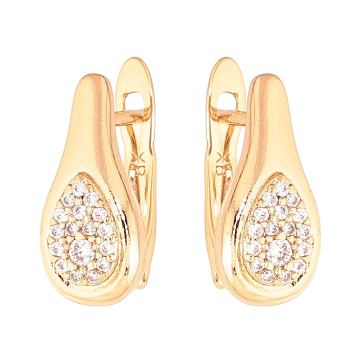 Серьги Xuping цвет Позолота 18K английский замок Узор с кристаллами фото №2