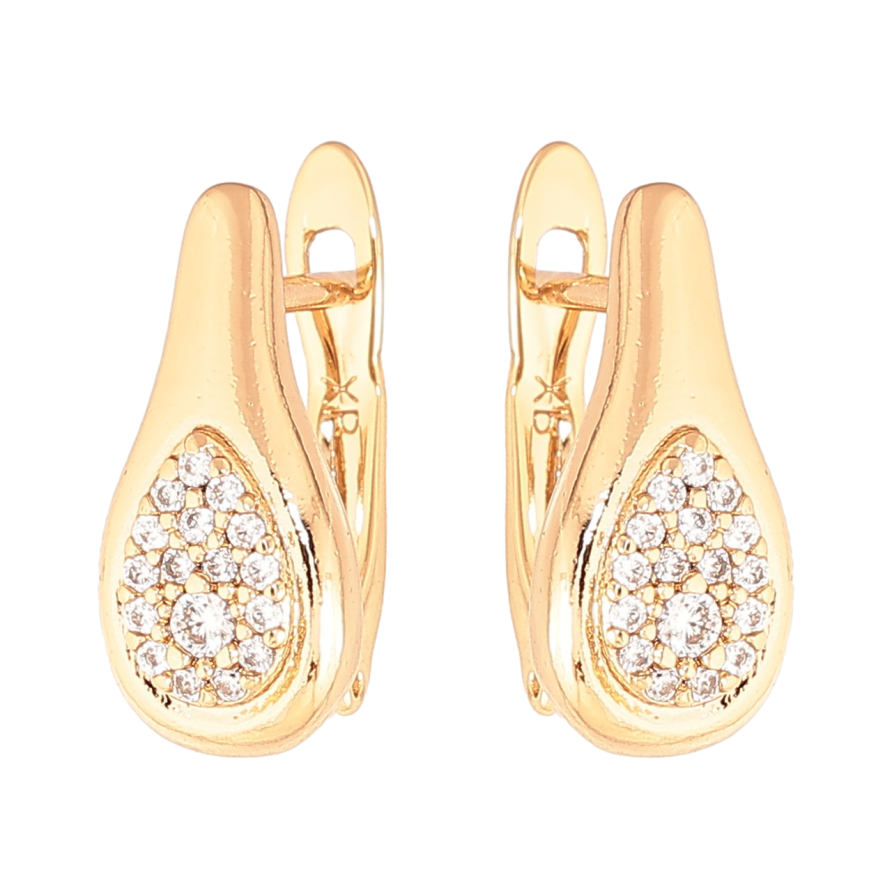 Серьги Xuping цвет Позолота 18K английский замок Узор с кристаллами фото №1
