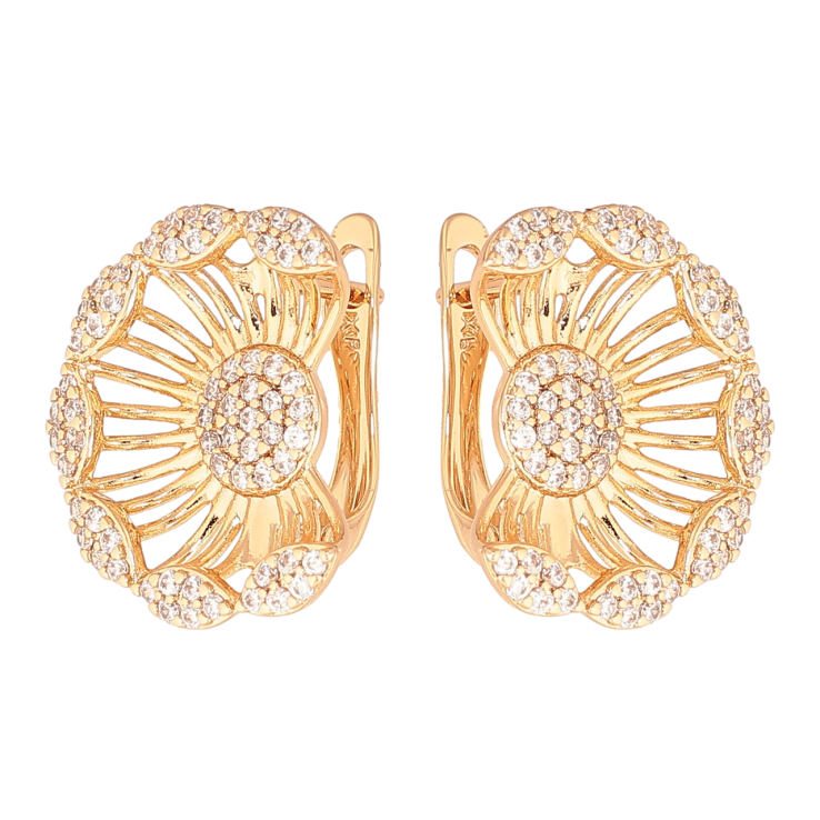 Серьги Xuping цвет Позолота 18K английский замок Цветочки с инкрустацией кристаллами фото №12