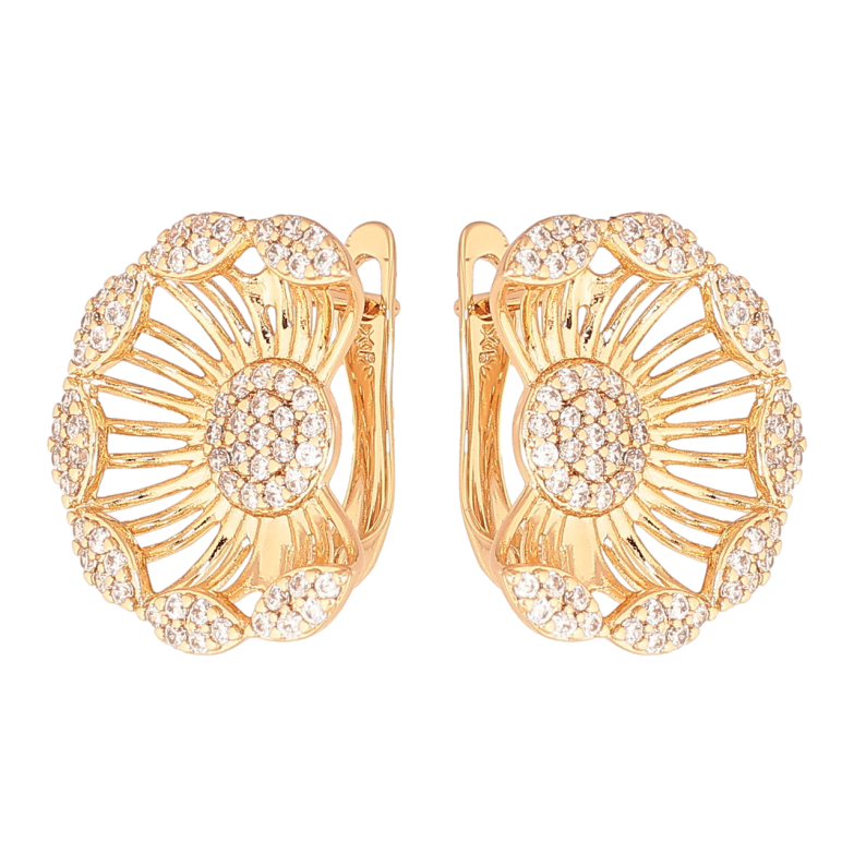 Серьги Xuping цвет Позолота 18K английский замок Цветочки с инкрустацией кристаллами фото №5 Серьги Xuping цвет Позолота 18K английский замок Цветочки с инкрустацией кристаллами фото №5