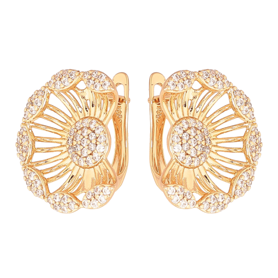 Серьги Xuping цвет Позолота 18K английский замок Цветочки с инкрустацией кристаллами фото №1