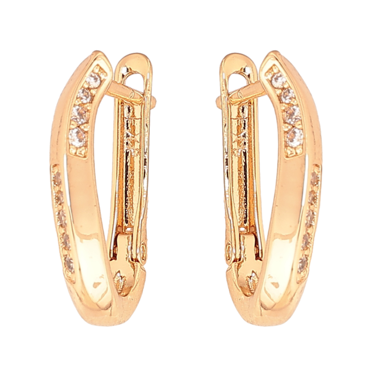 Серьги Xuping цвет Позолота 18K английский замок Узор с кристаллами фото №9