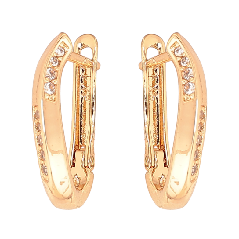 Сережки Xuping колір Позолота 18K англійський замок Візерунок з кристалами фото №2 Сережки Xuping колір Позолота 18K англійський замок Візерунок з кристалами фото №2