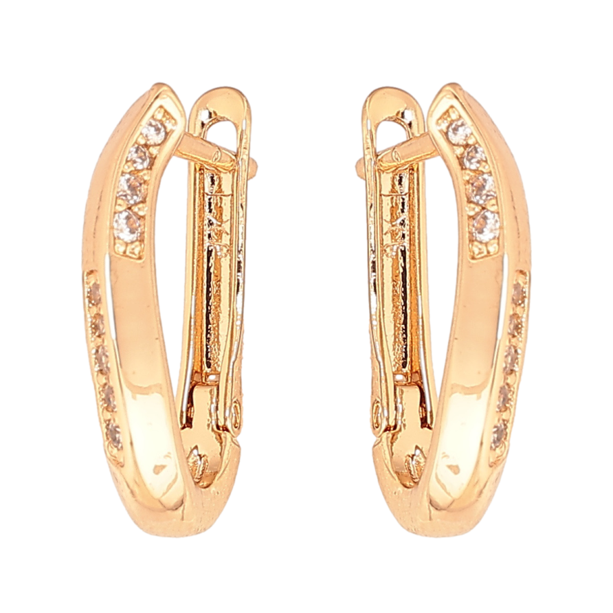 Сережки Xuping колір Позолота 18K англійський замок Візерунок з кристалами фото №1 Сережки Xuping колір Позолота 18K англійський замок Візерунок з кристалами фото №1