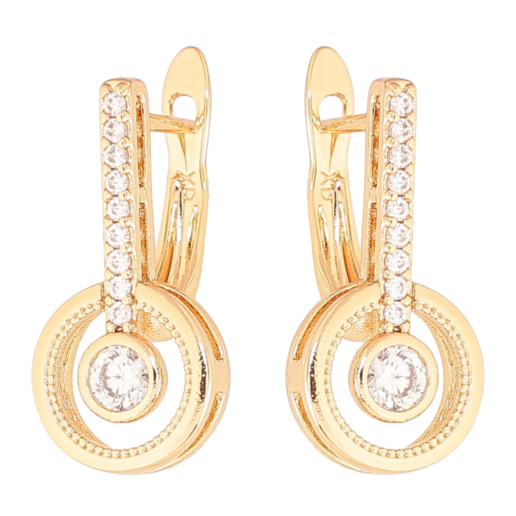 Серьги Xuping цвет Позолота 18K английский замок Узор с кристаллами фото №10