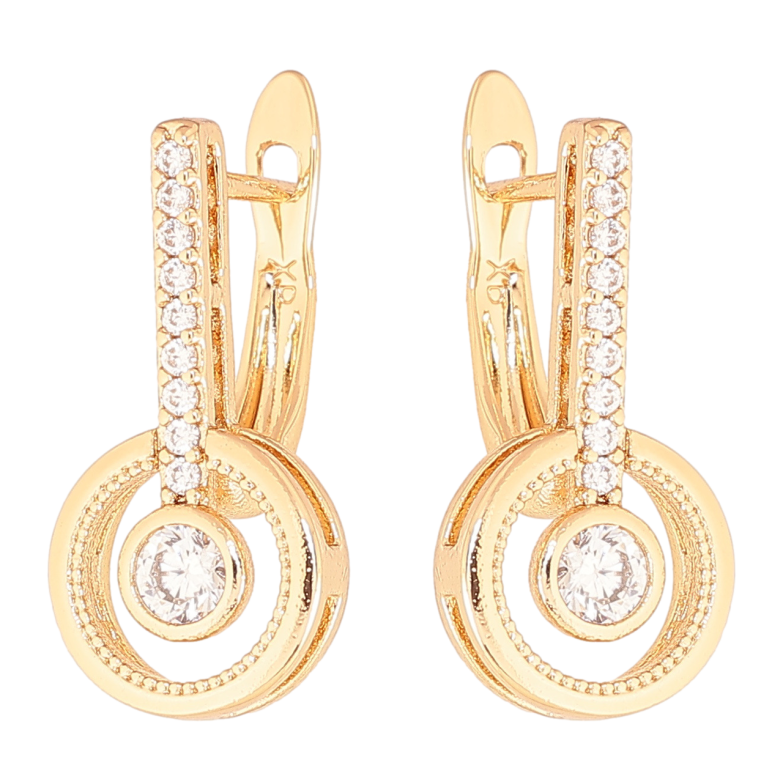 Сережки Xuping колір Позолота 18K англійський замок Візерунок з кристалами фото №1 Сережки Xuping колір Позолота 18K англійський замок Візерунок з кристалами фото №1