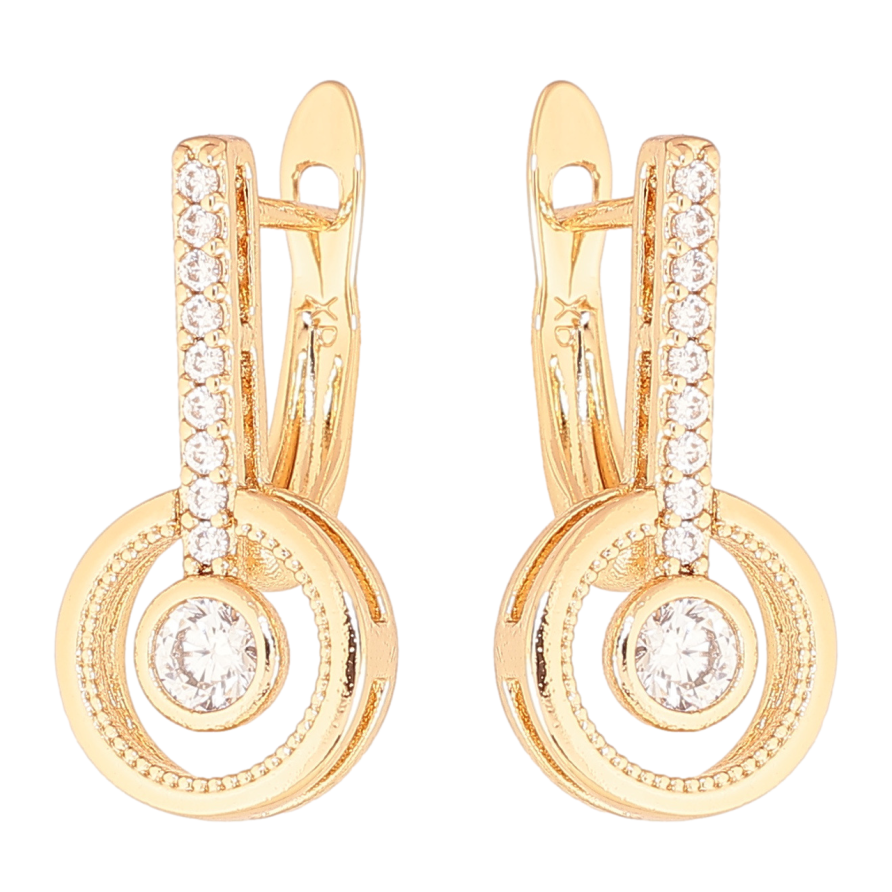 Сережки Xuping колір Позолота 18K англійський замок Візерунок з кристалами фото №1 Сережки Xuping колір Позолота 18K англійський замок Візерунок з кристалами фото №1