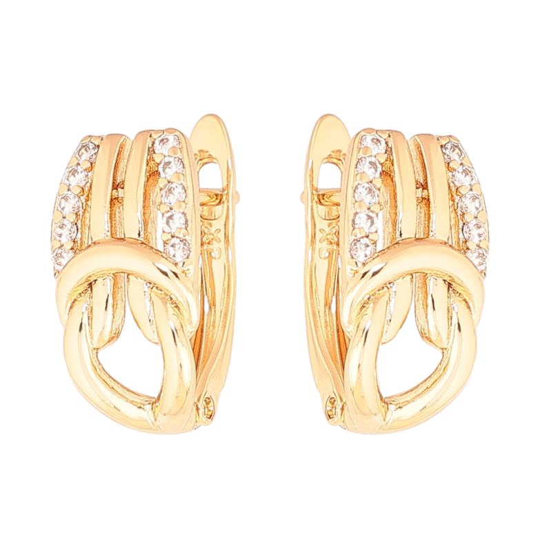 Серьги Xuping цвет Позолота 18K английский замок Декоративный узор с кристаллами фото №1