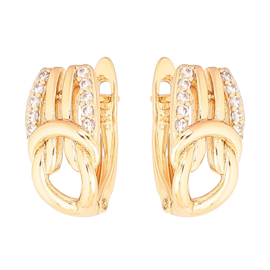 Серьги Xuping цвет Позолота 18K английский замок Декоративный узор с кристаллами фото №1