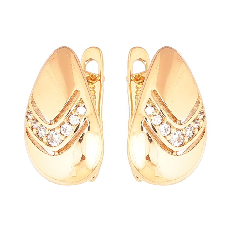 Серьги Xuping цвет Позолота 18K английский замок Капельки с кристаллами фото №2