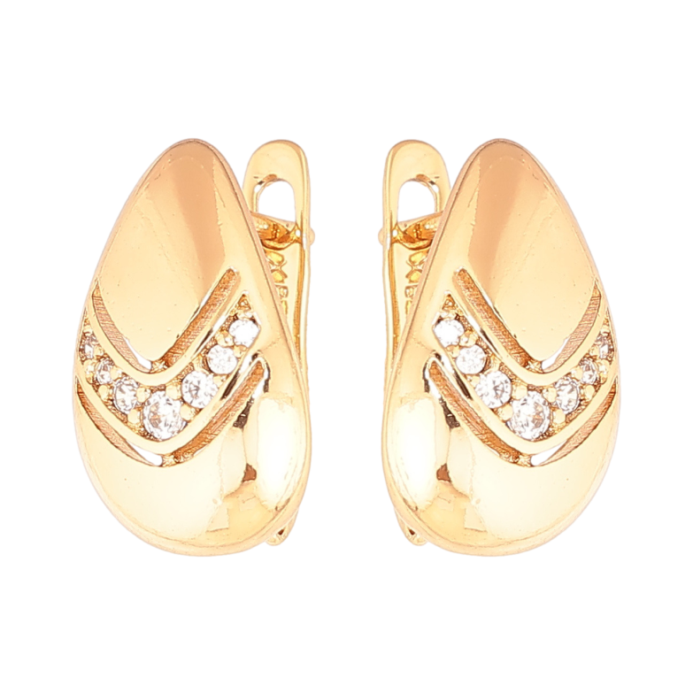 Сережки Xuping колір Позолота 18K англійський замок Крапельки з кристалами фото №1 Сережки Xuping колір Позолота 18K англійський замок Крапельки з кристалами фото №1