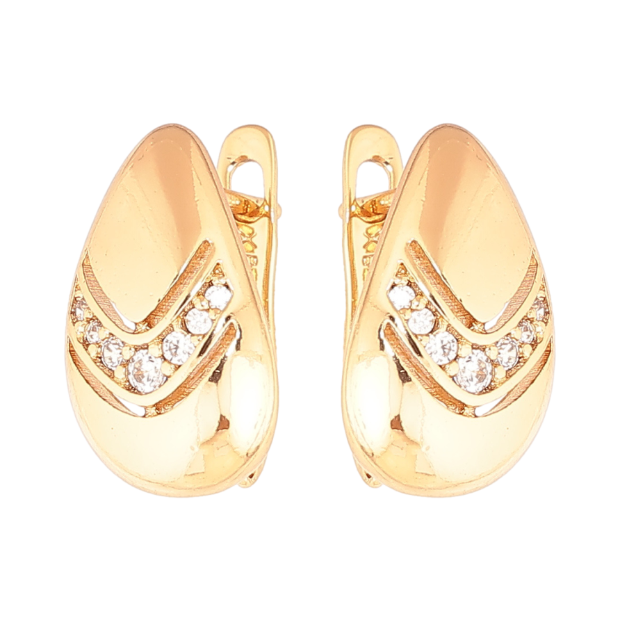 Сережки Xuping колір Позолота 18K англійський замок Крапельки з кристалами фото №1 Сережки Xuping колір Позолота 18K англійський замок Крапельки з кристалами фото №1