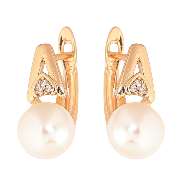 Сережки Xuping колір Позолота 18K англійський замок Візерунок з перлинами фото №8