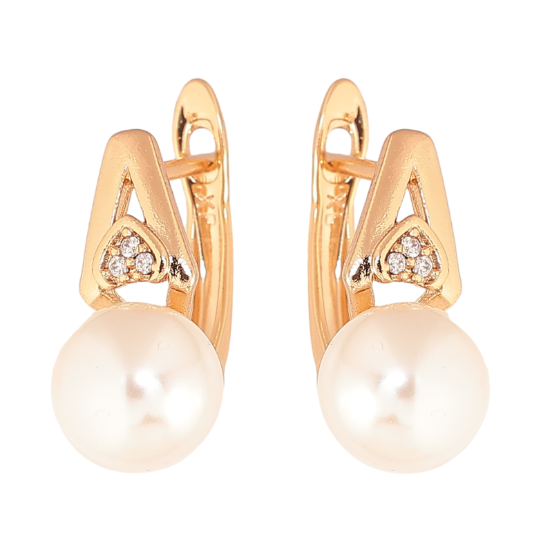 Серьги Xuping цвет Позолота 18K английский замок Узор с жемчужинами фото №1