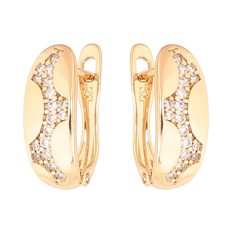 Серьги Xuping цвет Позолота 18K английский замок Узор с кристаллами фото №1 Серьги Xuping цвет Позолота 18K английский замок Узор с кристаллами фото №1