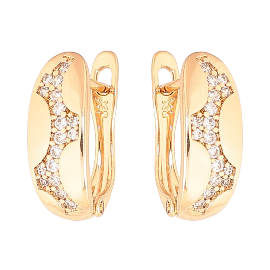 Серьги Xuping цвет Позолота 18K английский замок Узор с кристаллами фото №1 Серьги Xuping цвет Позолота 18K английский замок Узор с кристаллами фото №1