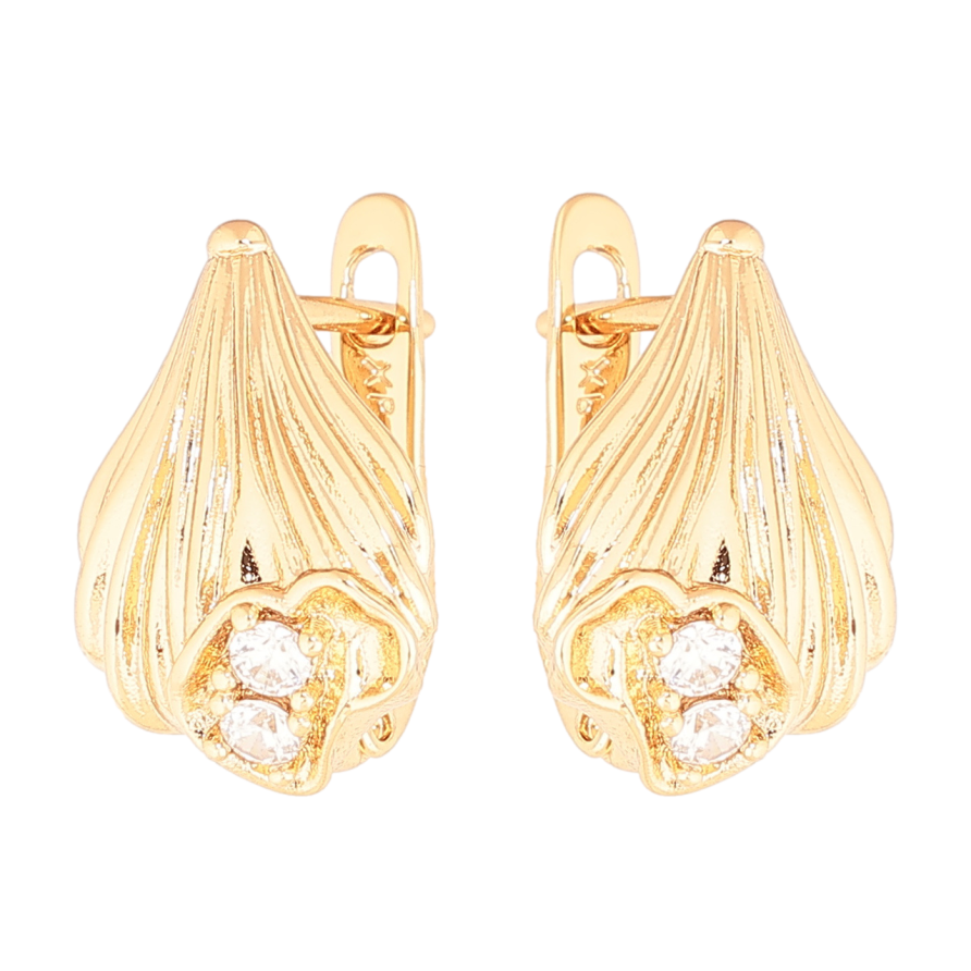 Сережки Xuping колір Позолота 18K англійський замок Узор с кристаллами фото №1