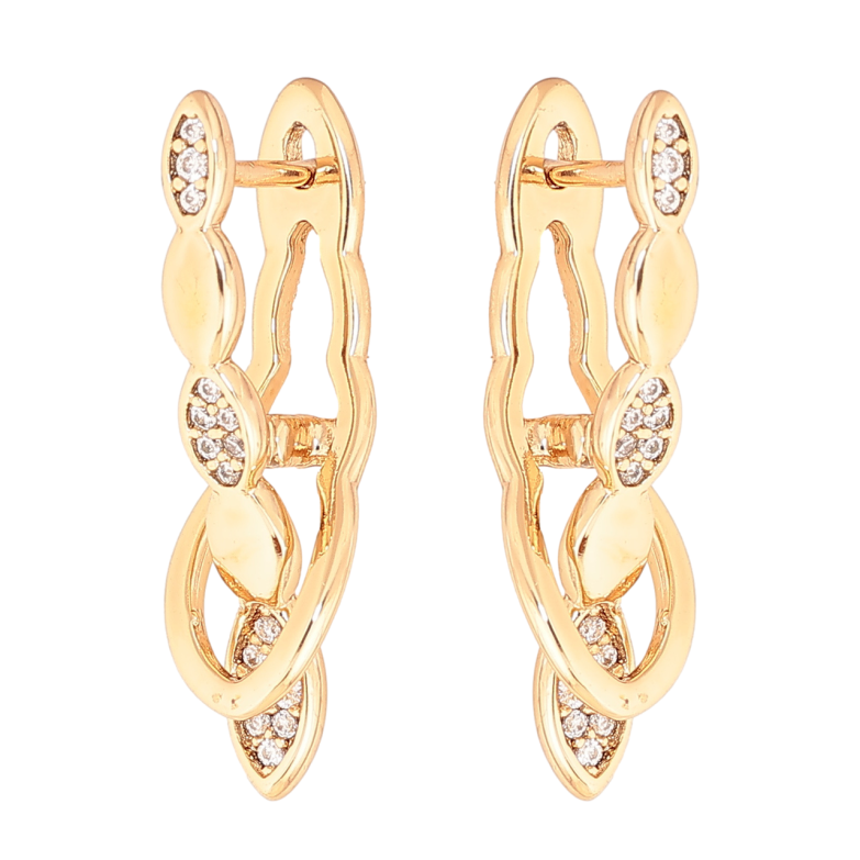 Серьги Xuping цвет Позолота 18K английский замок Декоративный узор с кристаллами фото №1 Серьги Xuping цвет Позолота 18K английский замок Декоративный узор с кристаллами фото №1