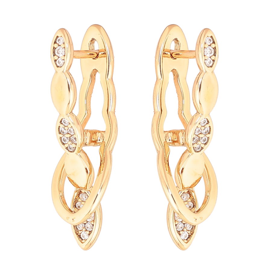 Серьги Xuping цвет Позолота 18K английский замок Декоративный узор с кристаллами фото №1 Серьги Xuping цвет Позолота 18K английский замок Декоративный узор с кристаллами фото №1