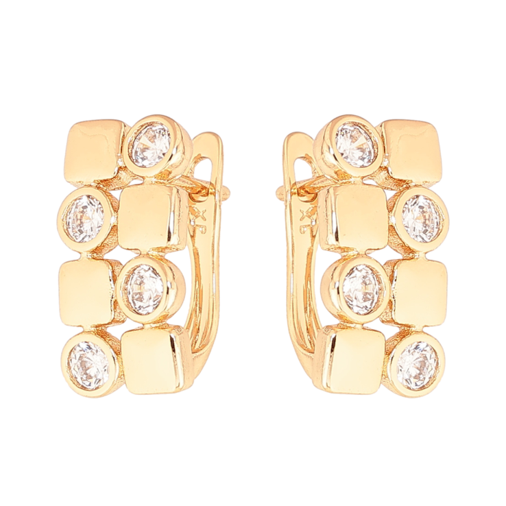 Серьги Xuping цвет Позолота 18K английский замок Декоративный узор с кристаллами фото №10