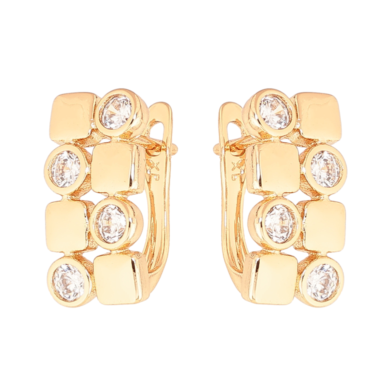 Сережки Xuping колір Позолота 18K англійський замок Декоративний візерунок з кристалами фото №2 Сережки Xuping колір Позолота 18K англійський замок Декоративний візерунок з кристалами фото №2