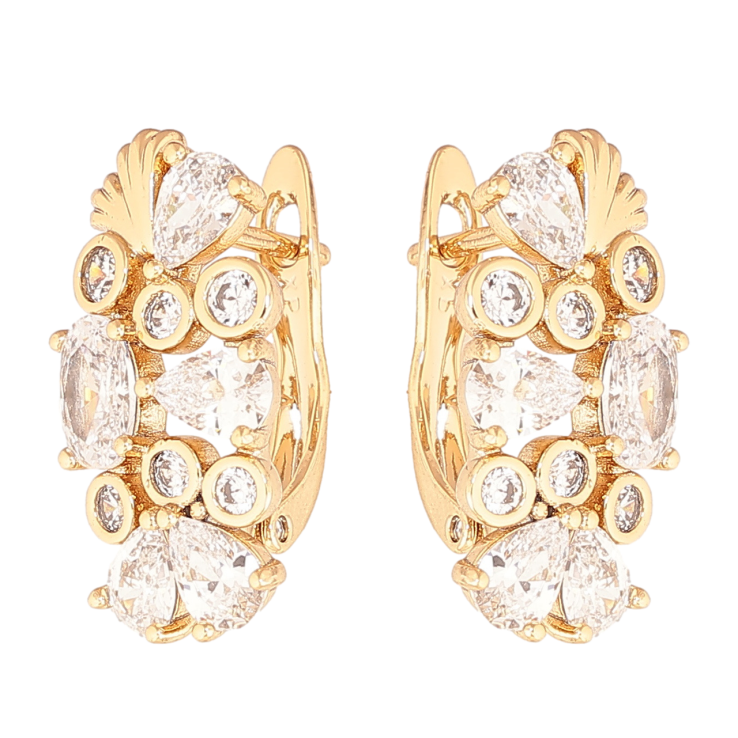 Серьги Xuping цвет Позолота 18K английский замок Россыпь кристаллов фото №3