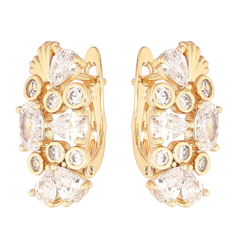 Серьги Xuping цвет Позолота 18K английский замок Россыпь кристаллов фото №1 Серьги Xuping цвет Позолота 18K английский замок Россыпь кристаллов фото №1