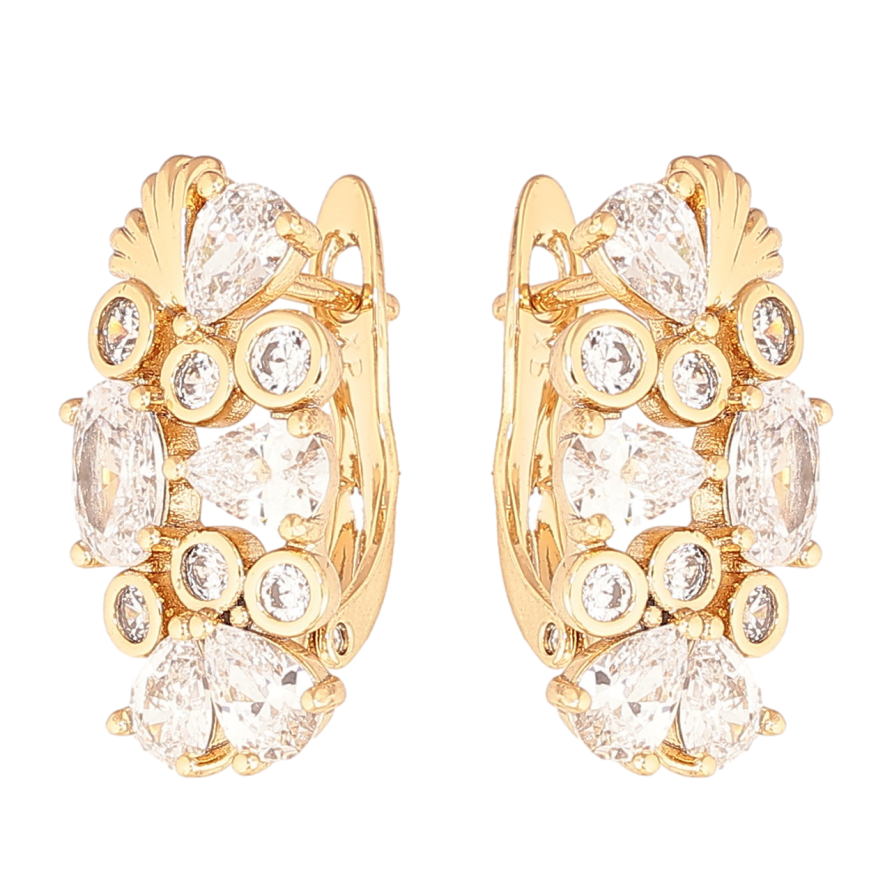 Сережки Xuping колір Позолота 18K англійський замок Розсип кристалів фото №1