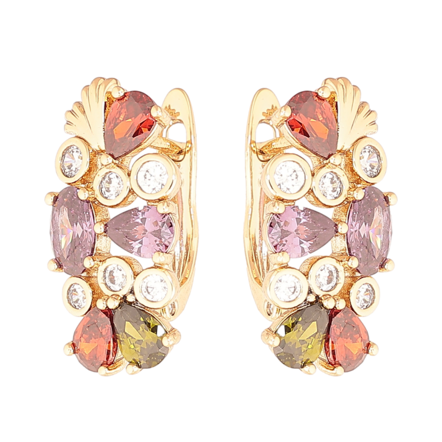 Серьги Xuping цвет Позолота 18K английский замок Россыпь разноцветных кристаллов фото №1 Серьги Xuping цвет Позолота 18K английский замок Россыпь разноцветных кристаллов фото №1