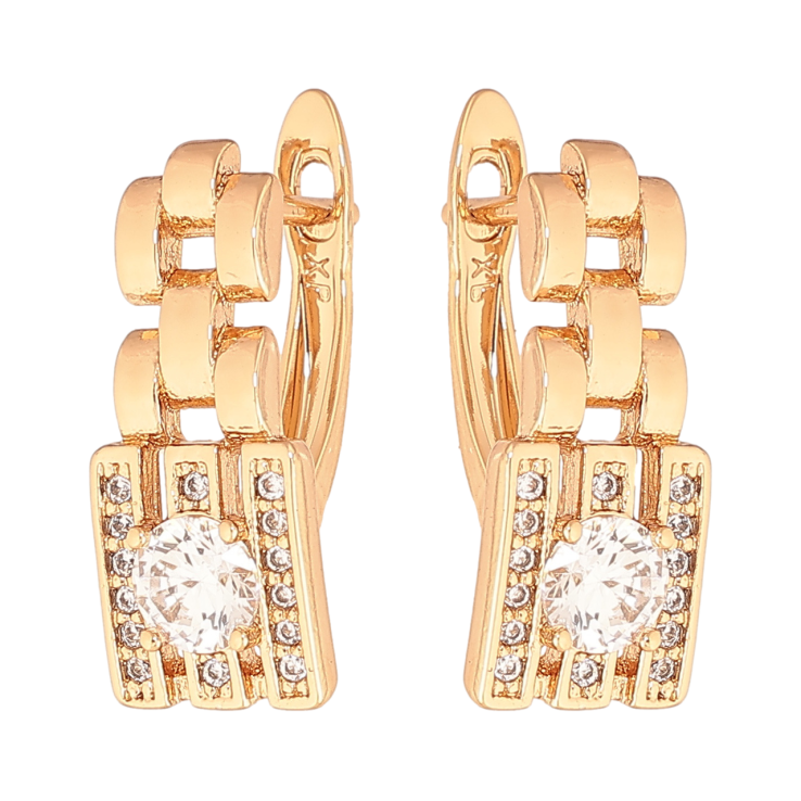 Серьги Xuping цвет Позолота 18K английский замок Декоративный узор с кристаллами фото №9