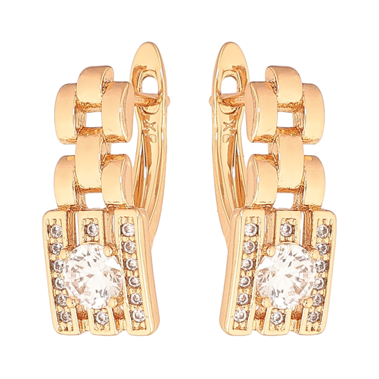 Серьги Xuping цвет Позолота 18K английский замок Декоративный узор с кристаллами фото №1