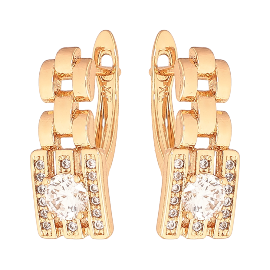 Серьги Xuping цвет Позолота 18K английский замок Декоративный узор с кристаллами фото №1