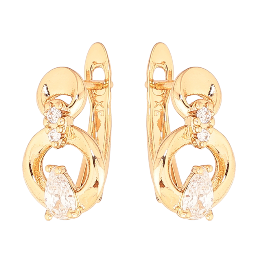 Сережки Xuping колір Позолота 18K англійський замок Візерунок з кристалами фото №1 Сережки Xuping колір Позолота 18K англійський замок Візерунок з кристалами фото №1