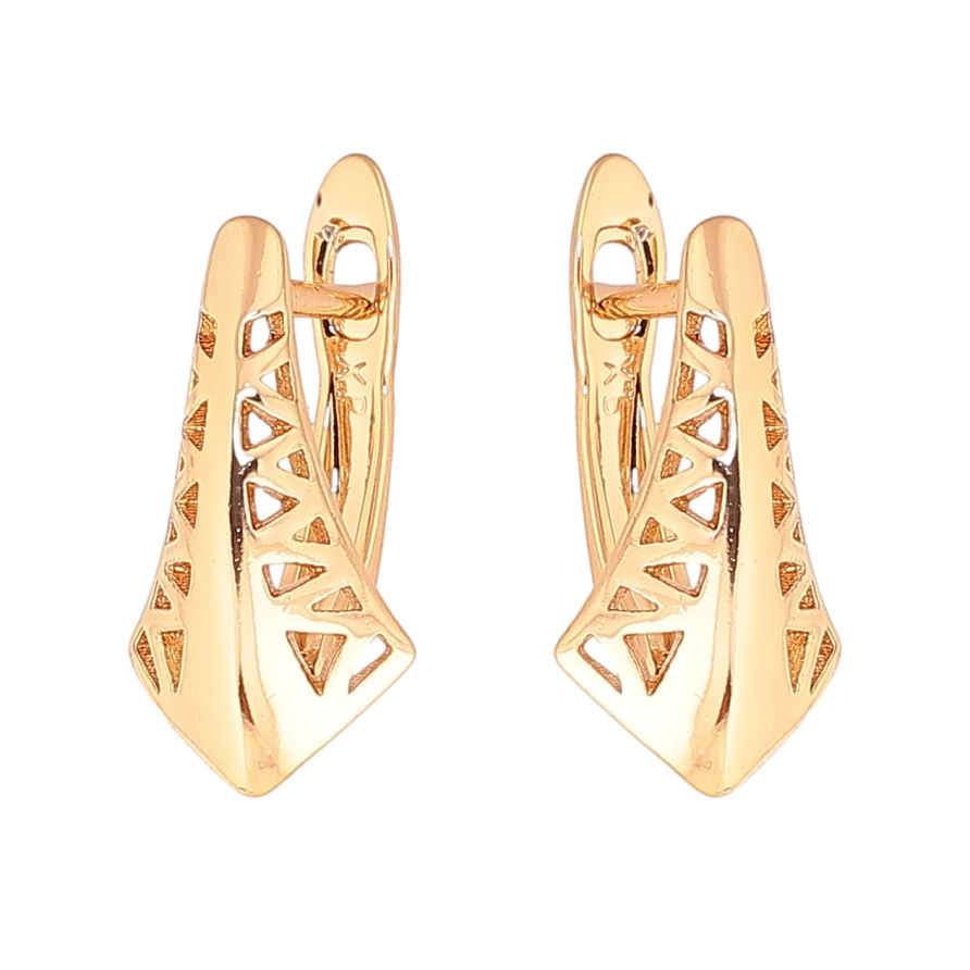 Серьги Xuping цвет Позолота 18K английский замок Резной узор фото №1