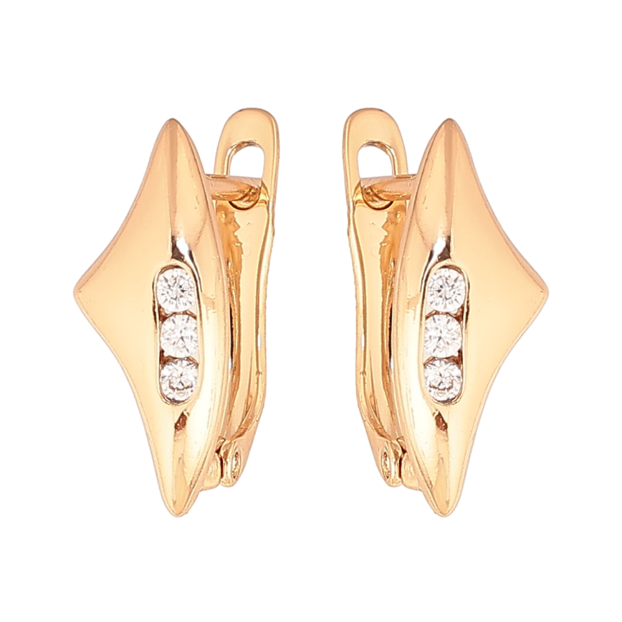 Сережки Xuping колір Позолота 18K англійський замок Візерунок з кристалами фото №1 Сережки Xuping колір Позолота 18K англійський замок Візерунок з кристалами фото №1