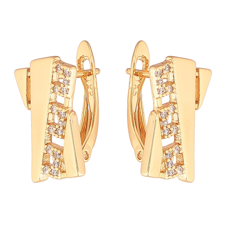 Сережки Xuping колір Позолота 18K англійський замок Декоративний візерунок з кристалами фото №12