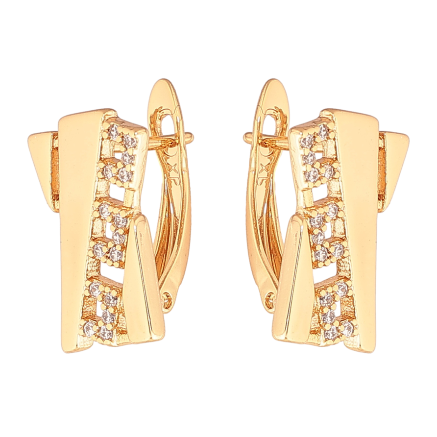 Серьги Xuping цвет Позолота 18K английский замок Декоративный узор с кристаллами фото №1